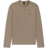 T-shirt met lange mouwen van stretchkatoen met contrastlogo