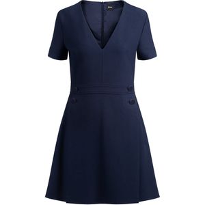BOSS - Aansluitende Jurk - V-hals - Tone-on-tone Knopen