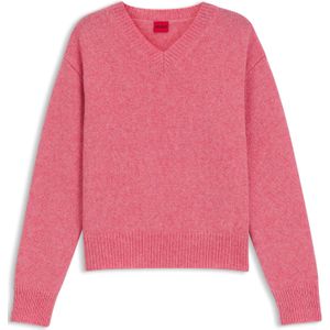 HUGO - Solanu - Trui - Pink/Wit - V-hals - Lange Mouw