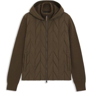 Hybride jas met wollen mouwen en dons aan de voorkant