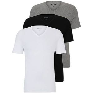 Set van drie T-shirts met V-hals in katoenen jersey