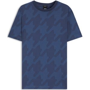 T-shirt van gemerceriseerde katoen met pied-de-poule-jacquard