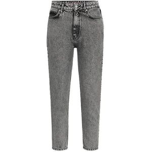 Relaxed-fit mid-rise jeans van grijs denim