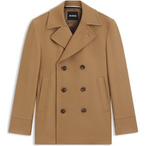 Slim-fit double-breasted korte mantel van een wolmix