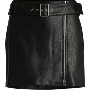 Regular-fit minirok van imitatieleer met riem