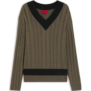 HUGO - Oversized Pullover - Scheerwolmix - Effen/Gestructureerd