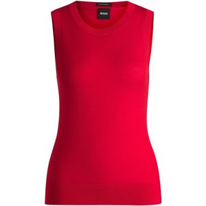 Mouwloze, gebreide top van scheerwol