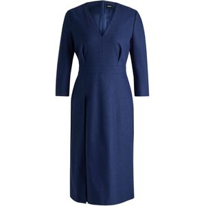 Jurk met V-hals van stretchflanel