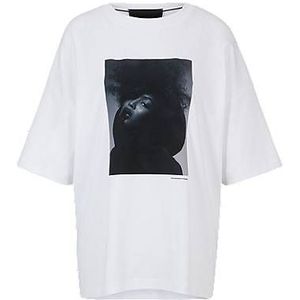 NAOMI x BOSS T-shirt van interlocked katoen met oversized schouders