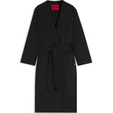 Hugo - Lange Wollen Jas - Zwart - Dames - Relaxte Pasvorm