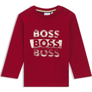 Katoenen T-shirt met lange mouwen en logo’s voor kinderen