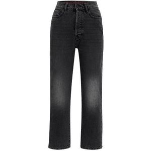 Modern-fit jeans met wijde pijpen van zwart denim