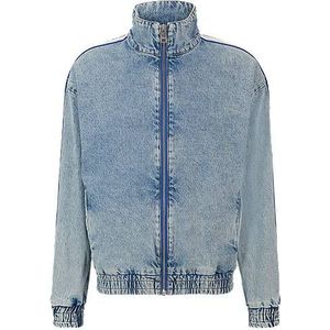 Jack met rits van lichtblauw washed denim