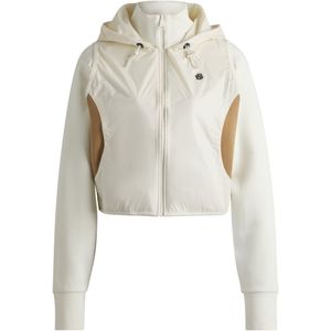 Hoodie van een katoenmix met rits en monogramdessin