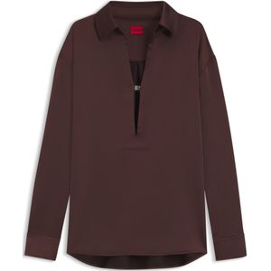 Relaxed-fit satijnen top met tweedelig logodetail als sluiting