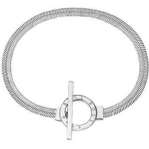 Zilverkleurige armband met visgraatstructuur en kapittelslotje