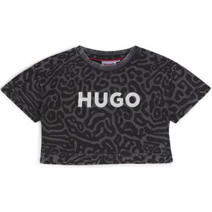 Katoenen T-shirt voor kinderen met luipaardprint en glanzend logo