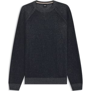 Trui van katoen en linnen met gebreide strepen