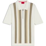 Gebreide polotrui met ritskraag en verticale strepen