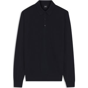 Gebreide polo van een wolmix met verschillende structuren