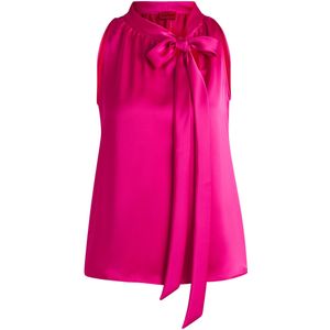 Mouwloze blouse van satijn met strikhals