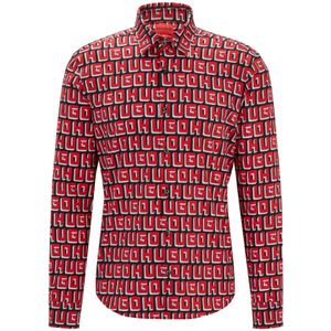 Slim-fit overhemd van katoenen popeline met stretch en logoprint