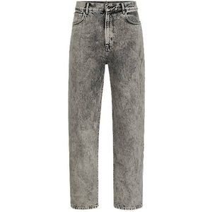 Loose-fit jeans van stevig zwart bleach-washed denim