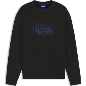 Sweater van katoenen sweatstof met logo en contrasterende stiksels