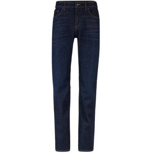 Regular-fit jeans van donkerblauw comfortabel stretchdenim