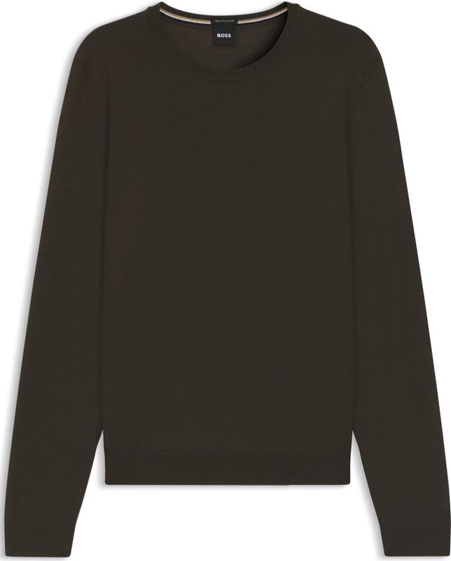 BOSS - Leno 10241501 - Trui - Merinowol - Ronde Hals - Slanke Pasvorm