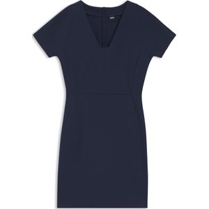 Slim-fit jurk met bies aan de taille