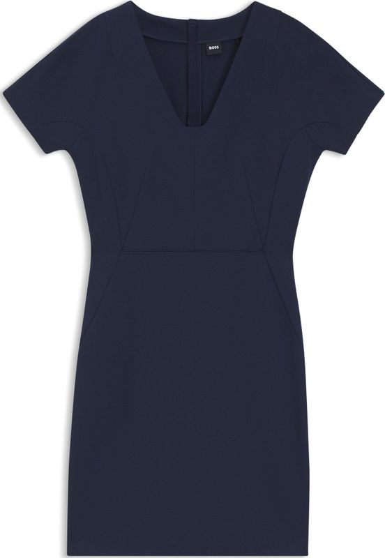 Slim-fit jurk met bies aan de taille