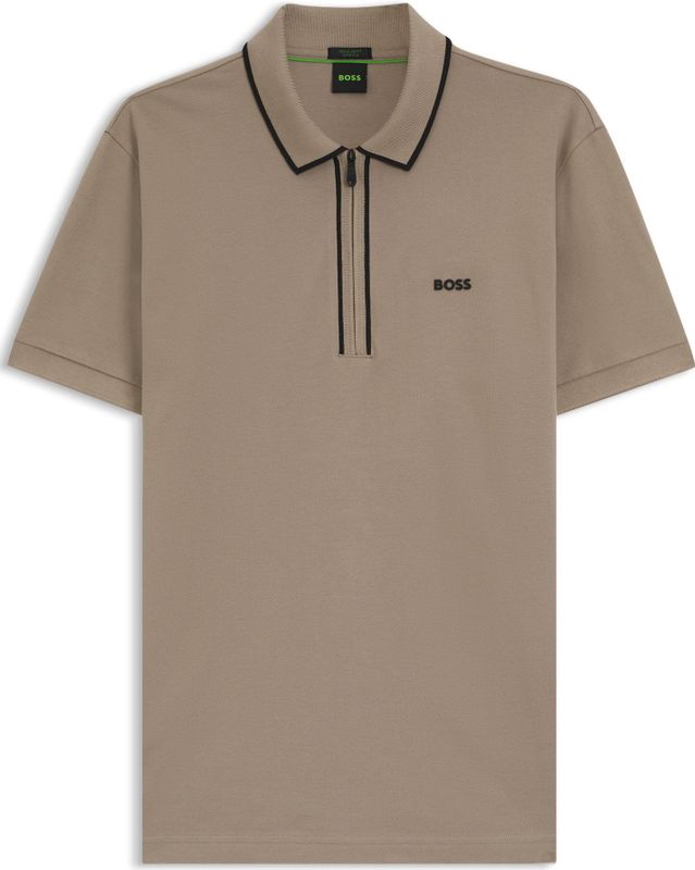 BOSS - Philix Tape - Poloshirt - Bruin - Korte Mouwen - Polyester