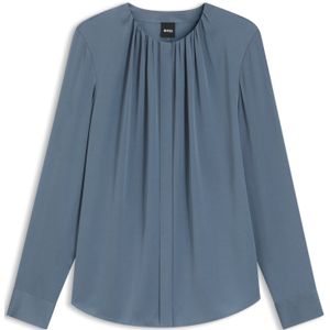 Kraagloze relaxed-fit blouse van stretchzijde