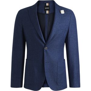 BOSS - Slim-fit Blazer - Zwart - Materiaal met Microdessin