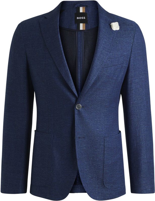 BOSS - Slim-fit Blazer - Zwart - Materiaal met Microdessin
