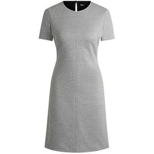 Jersey-jurk met korte mouwen en visgraatdessin