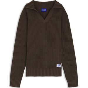 Oversized-fit trui met wafelstructuur en Johnny-kraag