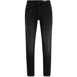 Tapered-fit jeans van zwart superstretchdenim