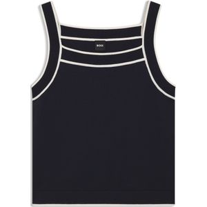 Gebreid hemdje met wijde hals en contrastbiezen