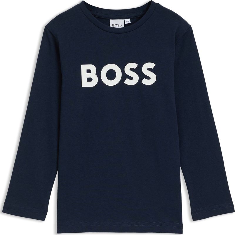 Katoenen T-shirt met lange mouwen en contrastlogo voor kinderen