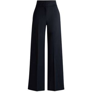 Regular-fit broek met hoge taille en uitlopende pijpen