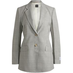 Regular-fit blazer van geruite scheerwollen crêpe