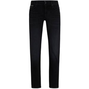 Slim-fit jeans van zwart Italiaans selvedge denim
