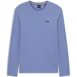 Pyjamashirt van een katoenmix met wafelstructuur