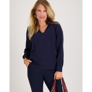 Top Nadine | Donkerblauw - Travelstof van Je m'appelle