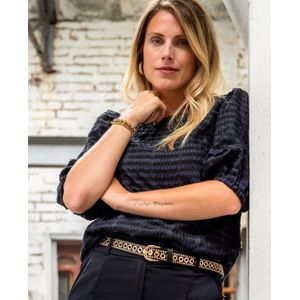 Top Marlou | Zwart/Donkerblauw