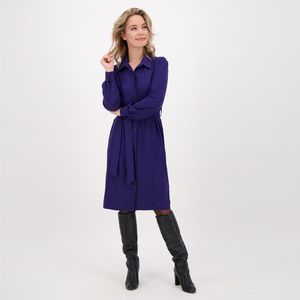 Belted Shirt Dress | Indigo - Travelstof van Je m'appelle
