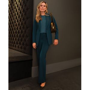 Pant Marie Premium | Peacock Green - Travelstof van Je m'appelle