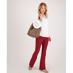 Pant Flare | Ruby Red - Travelstof van Je m'appelle